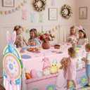 Oudain 2 Pcs Easter Table Tablecloth Decorations Bunny Train Table Cloth Decoration with Pastel Rabbit Eggs Gnomes Easter Party Favor for Picnic Dinner Outdoor Decorations Decor