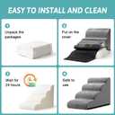 COZY KISS Dog Stairs for Small Dogs 19.7" H, Curved Dog Step for Puppy, Older or Cat, Medium Pet Ramp for Sofa, Couch or Bed, Ladder with High Density Foam, 4 Step, 15.7x28.3x19.7 inch, Grey