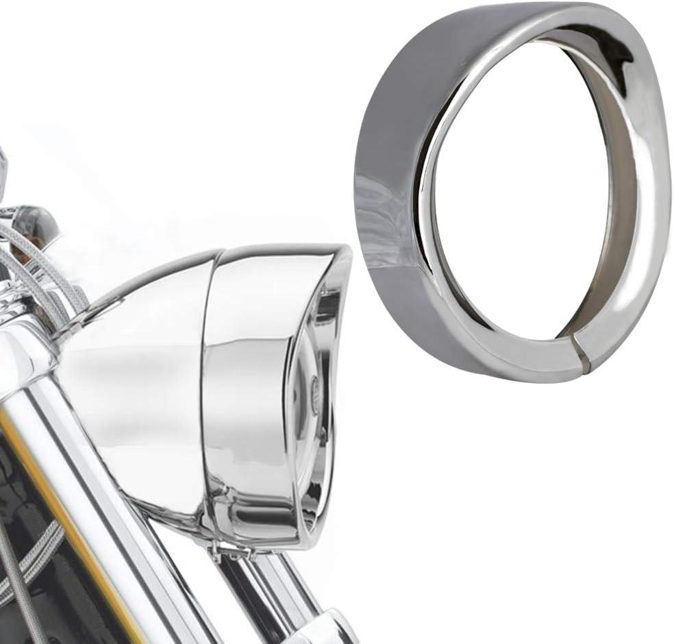 NTHREEAUTO 7" Headlight Visor Trim Ring Chrome Motorcycle Headlamp Frenched Rings Head Lamp Decorate Accessories Compatible with Harley Road King Electra Glide Heritage Softail Touring (Chrome)