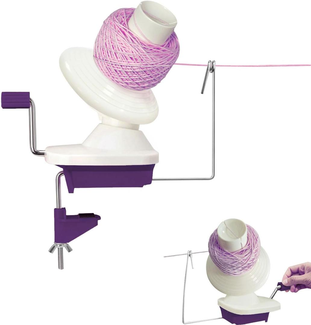 Yarn Ball Winder for Crocheting: Yarn Winder for Crocheting & Yarn Spinner for Knitting Hand Operated (Purple)