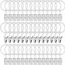 42 Pack Curtain Rings with Clips 1.26" Interior Diameter,Metal Drapery Ring with Clips Compatible with up to 1 inch Drapery Rod,Strong Vintage Decorative Rustproof Drapery Ring with Hooks(White)