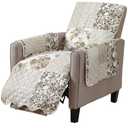 Great Bay Home Reversible Patchwork Recliner Chair Cover - Washable Slipcover Furniture Protector with Elastic Straps - Couch Cover for Dogs, Kids, and Pets - Box-Stitched Detail (Recliner, Taupe)