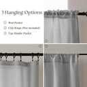 Light Grey Linen Half Kitchen Curtains 36 Inch Length Sets of 2 Rod Pocket Boho Cafe Short Gray Drapes for Windows Semi Sheer Light Filtering Curtains for Bathroom Basement RV Camper Laundry 26x36