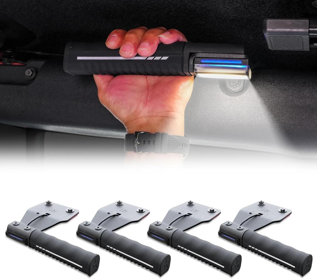 Grab Handles with Demo Light for Ford Bronco 2021-2026 4-Door, Front Seat 4 Door Soft & Hard Top Bronco Interior Accessories, Anti-Slip Grip with Light (NOT Fit for Raptor and Sport)
