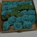 Artificial Flowers 50PCS Real Looking Dark Teal Roses Fake Roses with Stem for DIY Wedding Bouquets Centerpieces Party Baby Shower Home Decorations