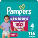 Pampers Diapers - Cruisers 360 - Size 4, 116 Count, Babyproof up to 100% Leakproof Pull-On Diaper
