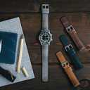 BARTON Leather and Rubber Hybrid Straps with Integrated Quick Release Spring Bars - 316L Stainless Steel - Choose Color - 18mm, 20mm & 22mm Watch Bands (Walnut & Black Buckle)