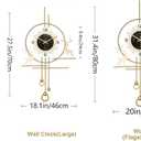 Large Gold Wall Clock for Living Room,Wall Clocks Decorative with Light,Creative Silent Clock Battery Operated for Kitchen/Entryway/Bedroom/Office/Dinning Room Metal Wall Decor, 18''lx32''w