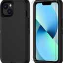 For iPhone 15 Case: for iPhone 14 Case & iPhone 13 Case 6.1-Inch with [2 Pack] HD Screen Protector, [Military-Grade] Shockproof Dust/Drop Proof 3-Layer Full Body Protection Heavy Duty Case, Black