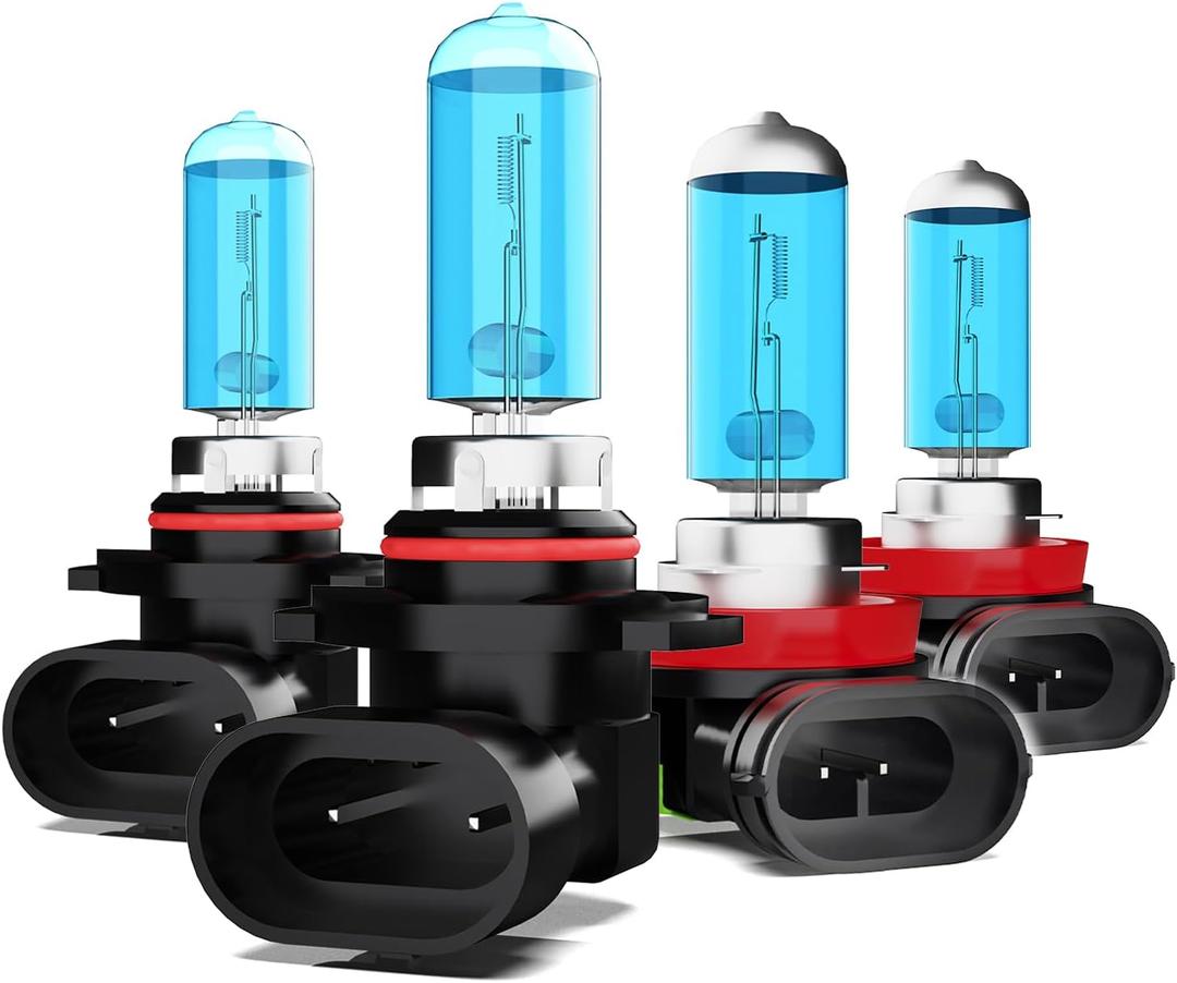 Halogen Headlight Bulbs Fit for Toyota RAV4 2016-2018 Lights bulb,9012 High Beam + H11 Low Beams,6000K White Bright,300% Brightness,Plug N Play,Pack of 4