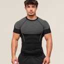 Men's Athletic Compression Short Sleeve Shirt, Breathable Quick Dry Gym Workout Top, Stretch Performance Sportswear (Black, XL)