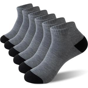 6 Pairs Low Cut Running Socks, Cushioned Athletic Socks with Arch Support, Reinforced Head & Heel for Durability