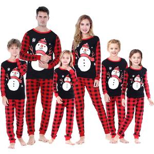 Joyond Kid Boys Girls 2 Piece Family Matching, Festive Christmas Pajama Sets, Cotton, Snowman, Black, 14Years