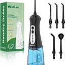 Water Flossers for Teeth, Portable Oral Irrigator Rechargeable Water Dental Flosser Pick with High Pressure 5 Jet Tips, IPX7 Travel Water Flossing for Brace Teeth Cleaner Gum Care (Black)