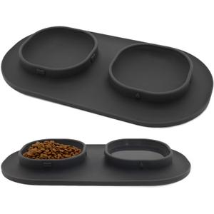 Dog Food Bowls Pet Bowls & Dog Water Bowls with No-Spill and Non-Skid, Feeder Bowls with Dog Bowl Mat for Small Medium Large Size Dogs Cats Puppy Pets, Dog Dishes (Grey)