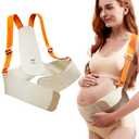 Upgraded Pregnancy Belly Band, Maternity Belly Bands for Pregnant Women with Adjustable Back Brace Straps, Breathable Maternity Pregnancy Belt for Back, Waist, Pelvic Support (M) (Orange)