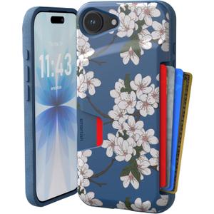 Smartish iPhone 17e/16e Wallet Case - Wallet Slayer Vol. 1 [Slim + Protective] Credit Card Holder - Drop Tested Hidden Credit Card Slot Cover for Apple iPhone 17e/16e - Very Cherry Blossom
