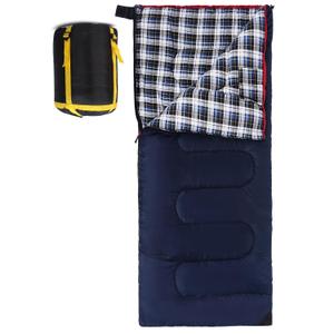 REDCAMP Cotton Flannel Sleeping Bag for Camping, 50F/ 10C 3-Season Warm and Comfortable, Envelope Blue 3lbs(75"x33")