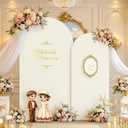 Ivory Arch Backdrop Cover for Wedding, 7.2FT Ivory Arch Cover Stretchy Backdrops, Double-Sided Arch Stand Covers for Wedding Ceremony, Baby Shower, Birthday Party Decoration
