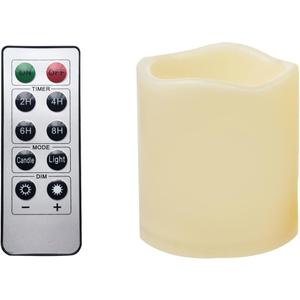 1 PCS Waterproof Outdoor Battery Operated Flameless LED Pillar Candle with Remote Flickering Plastic Electric Decorative Light for Lantern Party Wedding Decoration Garden Patio Home Decor 3x3 Inches (Dark Ivory-Waved Top-1 Pack-3"x3")