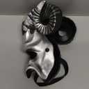 VZQI Devil Mask Krampus Mask Sheep Half Face Halloween Masquerade Cosplay Props For Adults (Silver)
