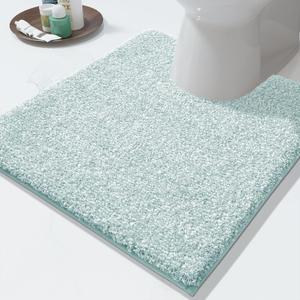 Yimobra Bathroom Rugs Mat, Extra Soft Comfortable Bath Rugs, Non-Slip, Water Absorbent and Thick Bathroom Floor Mats, Machine Washine, Shaggy Rugs for Shower Bathtubs, 24" x 20", Sky Light Blue&White