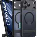 BXYJY for iPhone 17 Pro Max Case with Stand, Magnetic Compatible with MagSafe, Camera Control Button, Full Lens Protection, Rugged Military Grade Drop, Translucent Matte Slim Case for 17 Promax, Black