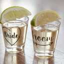 2 x Bride and Groom Shot Glass Set