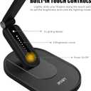JKSWT LED Desk Lamp, Eye-Caring Table Lamps Natural Light Protects Eyes Dimmable Office Lamp with 5 Color Modes USB Charging Port Touch Control and Memory Function, 10W Reading Lamp, Black