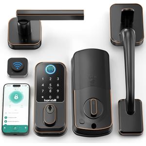WiFi Smart Locks for Front Door: Hornbill Keyless Entry Door Lock with Handle, Fingerprint Keypad Deadbolt Front Door Lock Set, Electronic Biometric Digital Lock, App Remote Control, Oil Rubbed Bronze