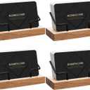 Amyhill 4 Pcs Wood Business Card Holder Display for Desk Metal Wooden Name Card Organizer Business Display Holders for Women Men Office Home Decoration(Wood Color)