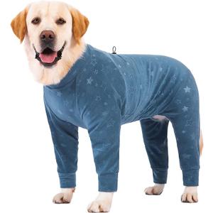 Dog Coats Autumn Winter Jumpsuit for Large Medium Dogs, Warmer Recovery Suit Polar Fleece Dog Bodysuit Lightweight Pajamas Pullover Stretchy Onesie Four-Legged Cold Weather Clothes(5XL, Blue)