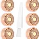 Acial Hair Remover Replacement Heads Generation 2, Double Halo Replacement Heads for Finishing Touch Facial Hair Removal for Women, 18K Gold-Plated Replacement Heads for Facial Hair Remover (6 PCS)