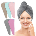 TENSTARS 5 Pack Thicken Microfiber Hair Towel Wrap for Women - Elastic Loop Design - 320GSM Coral Velvet - Quick Dry Hair Turban - 11x28 Inch, Color: Cream+White+Brown+Light Teal+Grey