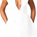 LuFeng Women's Summer Sexy Cap Sleeve Deep V Neck Zipper A-line Mini Dress Hollow Bodycon Night Out Party Dress, Large