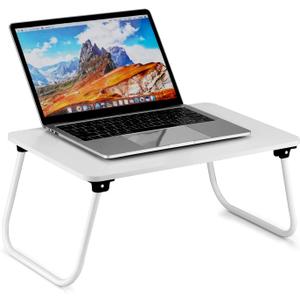 Ruxury Folding Lap Desk Laptop Stand Bed Desk Table Tray, Breakfast Serving Tray, Portable & Lightweight Mini Table for Sofa Couch Floor - White Wood (Small)