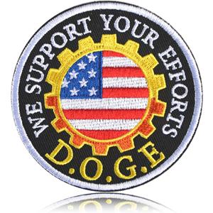 Doge Patche 3" Embroidered Funny Patch Hook and Loop Backing Department of Government Efficiency PatcheMorale Backpacks, Hats, Bags,Dog Harness, Vests, 4pcs