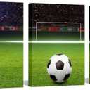 Soccer Decor Football Canvas Wall Art Modern Artwork for Bedroom Living Room and Office Wall Decoration Stretched and Framed Easy to Hang 12''x 16''x 3 Panels