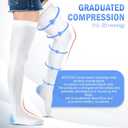 Ted Hose Thigh High Anti Embolism Compression Stockings 15-20 mmHg Graduated Medical Support Stocking 1 Pair with Silicone Band Women & Men for Swollen, Flight, Recovery, Training (White, XX-Large)