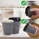 Clawsoff 100 Pack 12 oz Disposable Coffee Cups with Lids, Insulated Ripple Wall To-Go Paper Coffee Cups Suitable for Chocolate Cocoa and Hot/Cold Drinks (Grey)