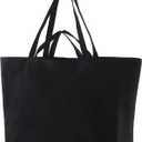Large Sturdy Canvas Tote Bag -27" X 16" X 8" Extra Big Largest Grocery Shopping Beach Reusable Totes Bags, Black 