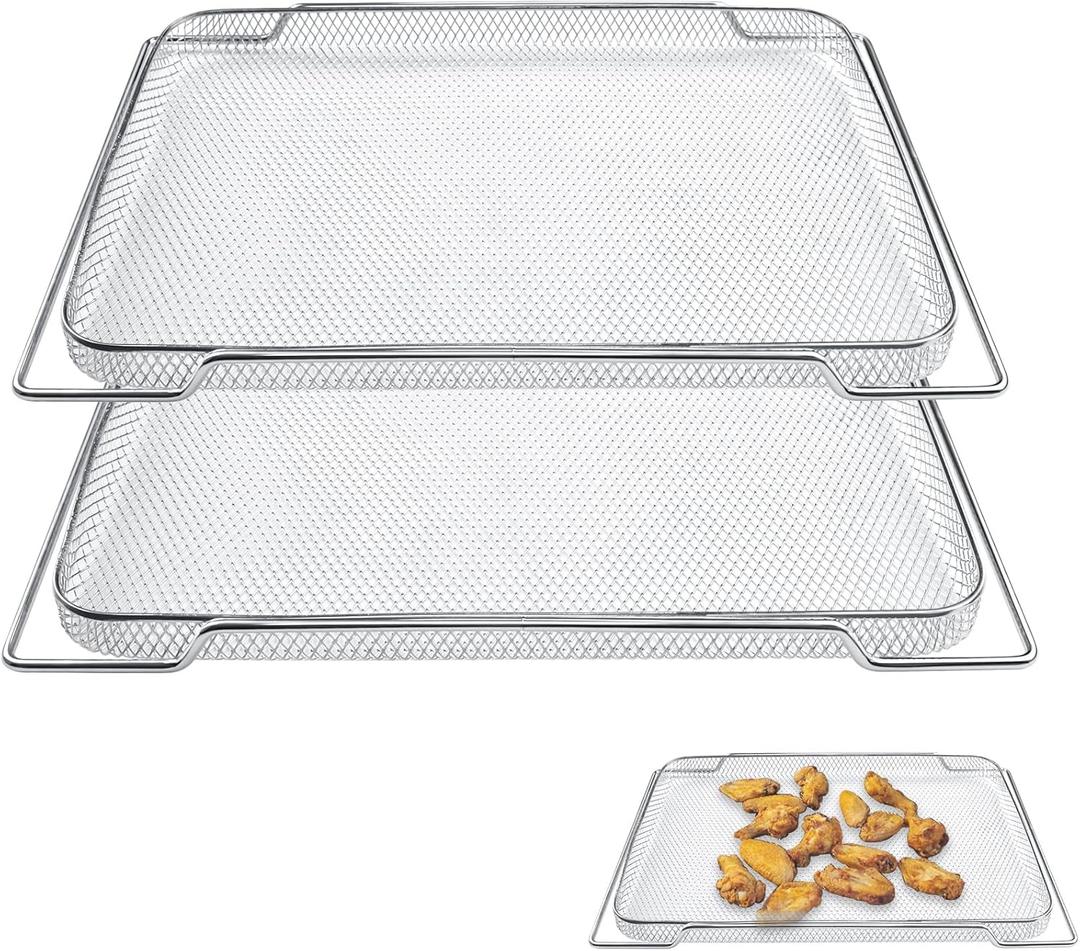 Air Fry Basket Replacement Compatible with Breville BOV900/BOV950 Smart Oven Air Fryer Pro, Replacement Mesh Basket for Breville BOV900BSS/BOV950BSS(T) Smart Air Fry Oven, Stainless Steel, 16.5", 2Pcs