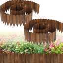 Rustic Pine Wood Garden Fence - 26.2ft Total Length (2pcs 13.1ft L*12in H) Easy to Install Sturdy Wooden Landscape Edging Border, No Fading Planter Fencing for Yard Flower Bed Lawns Pathway Tree