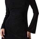 MakeMeChic Women's Leopard Print Dress Y2k Backless Mesh Bell Sleeve Mini Cheetah Print Dress (Medium)