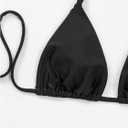 SOLY HUX Women's Halter Triangle Bikini Top Tie Back Bathing Suit Top Sexy Swimwear for Women Plain Black Large (Black, L)