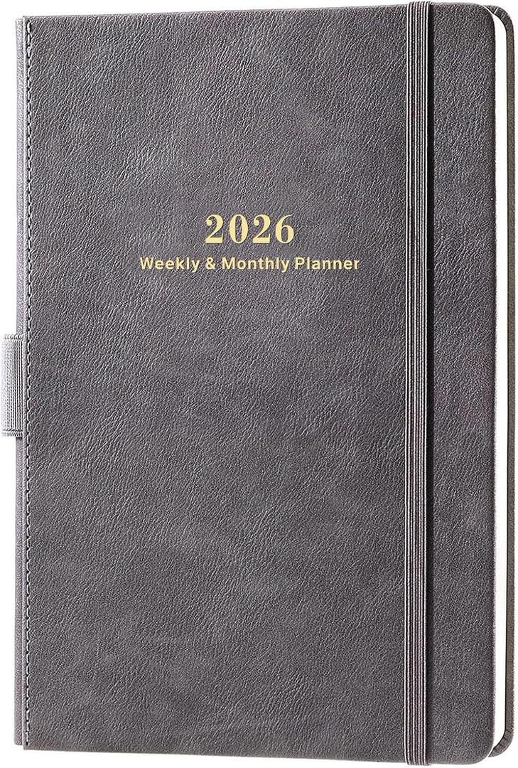 2026-2027 Planner - 2026 Weekly & Monthly Planner with Calendar Stickers, JAN 2026 - DEC 2026, 5.75" X 8.25", 2026 Calendar/Planner with Premium Thicker Paper, Pen Holder, Inner Pocket and 44 Notes Pages - Gray