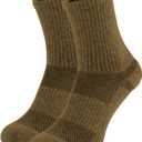281Z Military Cotton Micro Crew Boot Socks - Cushioned Sole - Moisture Wicking - Hiking Outdoor (Coyote Brown) (Small)
