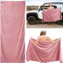 Outdoor Magnetic Bath Towel Oversized 75"x30" Magnetic Microfiber Beach Quick Dry Towel with Magnet Corners for Beach, Pool, Travel, Gym & Camping(Pink)