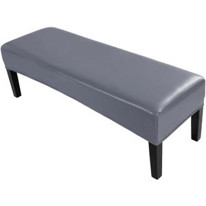SearchI Waterproof Dining Bench Cover, Washable Durable Bench Covers Slipcover, Rectangle Bench Seat Covers for Dining Room Living Room Kitchen(Pu Grey)