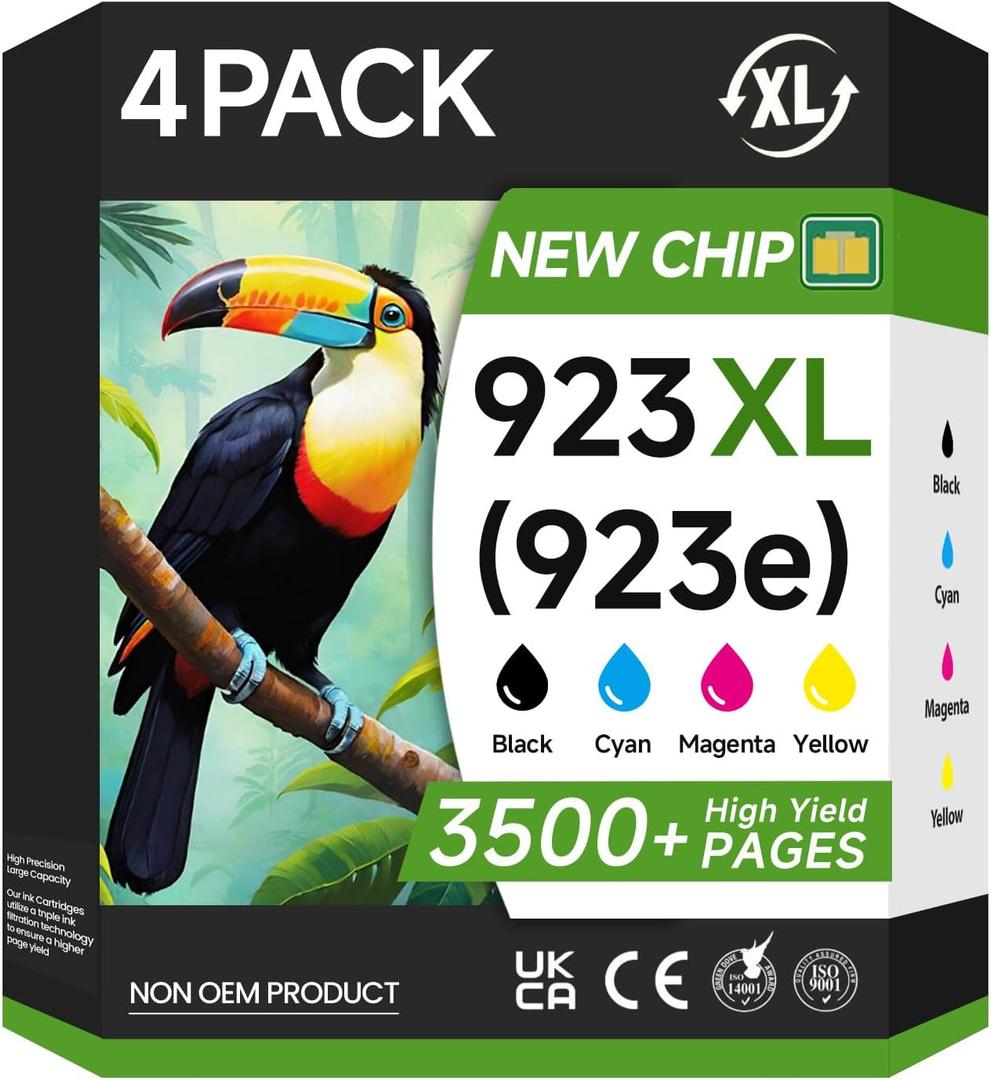 923 923XL Ink Cartridges Combo Pack Replacement for HP 923e 923 XL HP923XL HP923 for OfficeJet Pro 8120e 8125e 8130e 8135e 8138e 8139e 8120 8122 8124 8125 8130 8132 8134 8135 8138 8139 (WITH CHIP)
